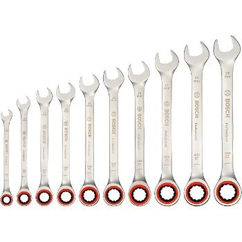 BOSCH Набор комбинированных ключей с трещоткой Professional 10 шт 1600A02AU0