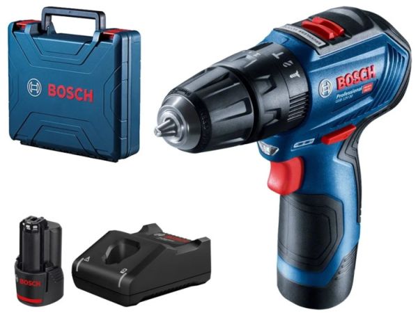 BOSCH Дрель-шуруповерт аккумуляторная ударная Li-Ion GSB 12V-30  12W 2Ач 2шт/30 Нм