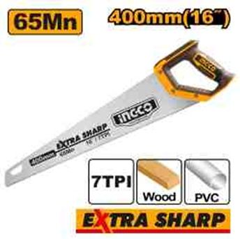 INGCO Ножовка по дереву 400мм 65Мн 7 TPI