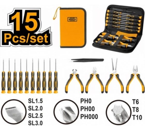 INGCO Набор инструментов прецизионного 15 предметов