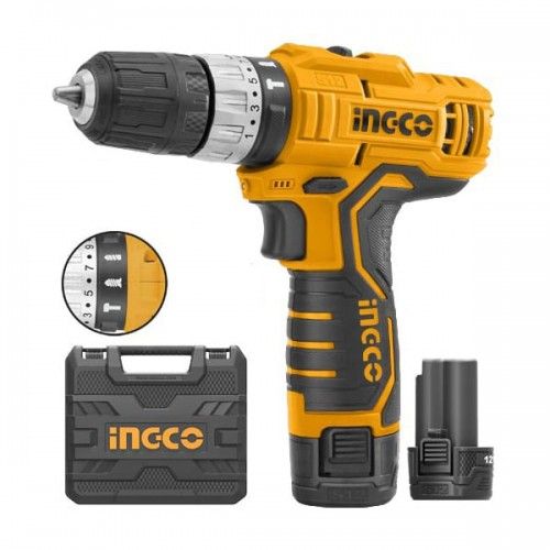 INGCO Дрель-шуруповерт аккумуляторная Li-Ion 12W 1.5Ач 2шт/ 20 Нм/ 18+1+1
