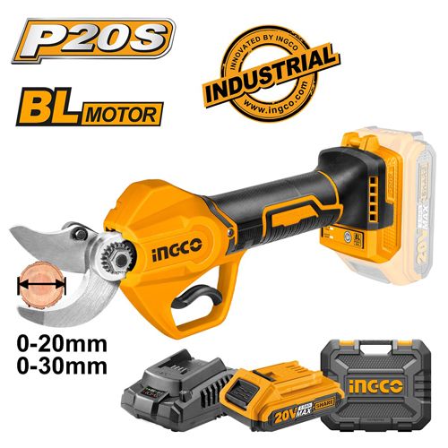 INGCO Секатор аккумуляторный Li-Ion INDUSTRIAL 20W 2Ач 1шт Бесщеточный Двигатель