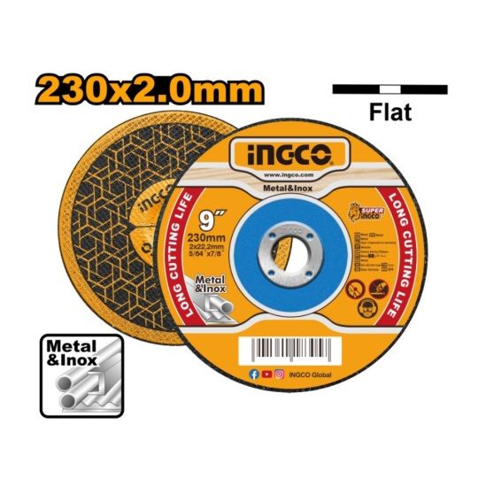 INGCO Диск отрезной по металлу 230x2.0x22.2 прямой