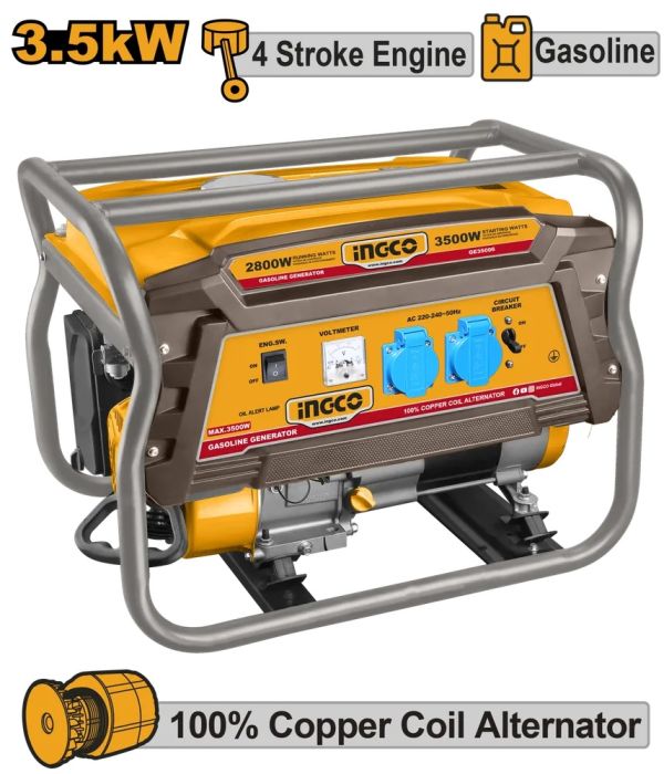 INGCO Генератор бензиновый INDUSTRIAL 3,5 кВт 220 В ES