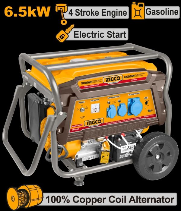INGCO Генератор бензиновый INDUSTRIAL 6,5 кВт 220 В