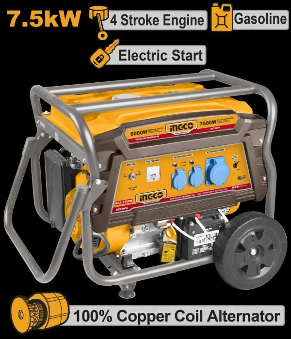 INGCO Генератор бензиновый INDUSTRIAL 7,5 кВт 220 В