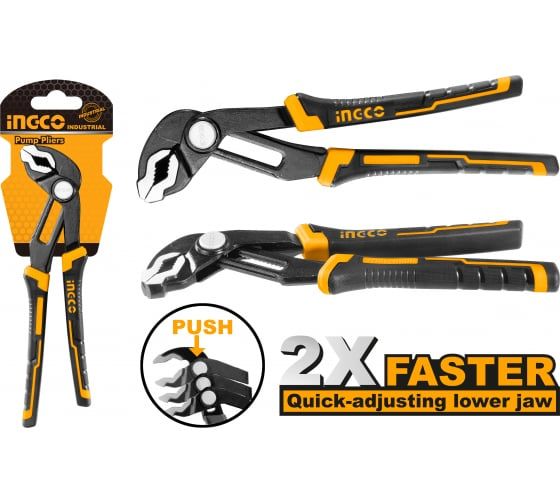 INGCO Клещи переставные INDUSTRIAL 250мм 10" CrV/ захват 45мм