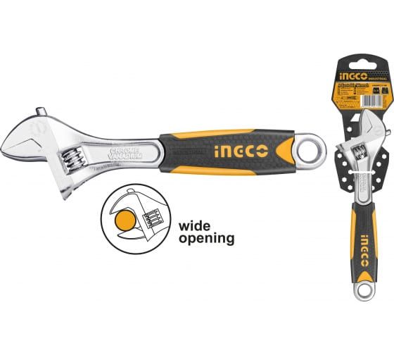 INGCO Ключ разводной INDUSTRIAL 250 мм CrV/ Регулируемый размер зева: 0-35 мм