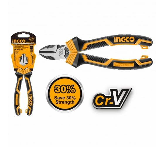 INGCO Кусачки боковые с увеличенным рычагом INDUSTRIAL 180мм 7" Cr-V