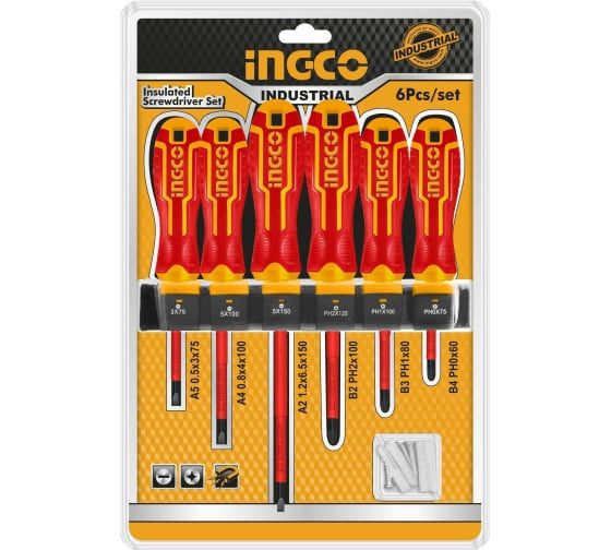 INGCO Набор диэлектрических отверток 6 шт INDUSTRIAL