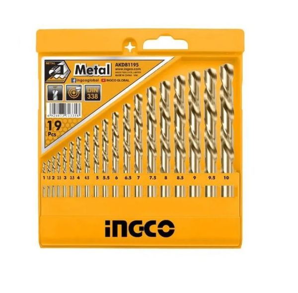 INGCO Набор сверл по металлу HSS 19 шт