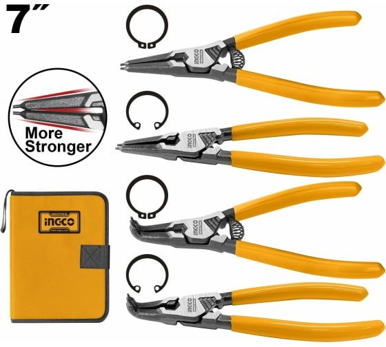 INGCO Набор съемников стопорных колец  180мм 7" 4 шт Cr-V