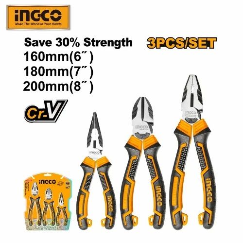 INGCO Набор шарнирно-губцевого инструмента с увеличенным рычагом INDUSTRIAL 3 предмета