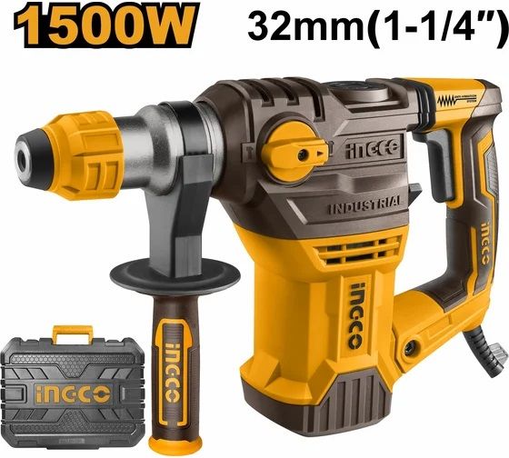 INGCO Перфоратор INDUSTRIAL 1500 Вт SDS-plus Сила удара: 5,5 Дж/ Øсверления 13мм