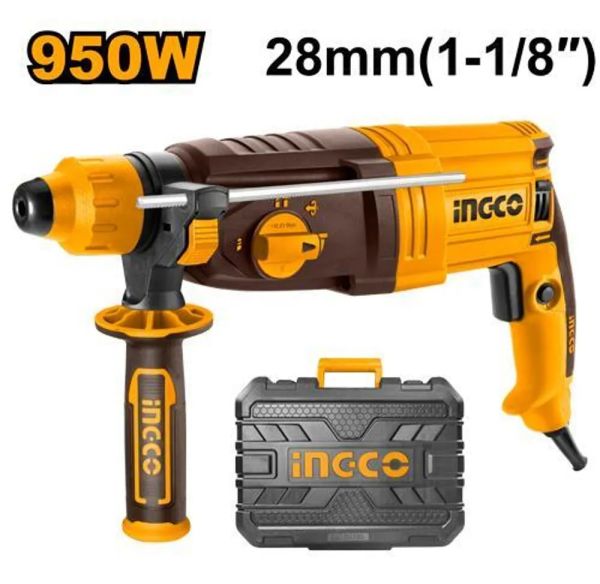 INGCO Перфоратор INDUSTRIAL 950 Вт SDS-plus Сила удара: 2,5 Дж/ Ø сверления 13мм