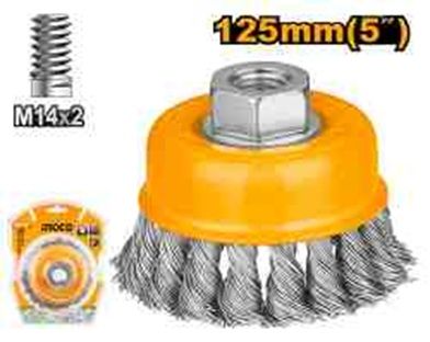 INGCO Щетка-крацовка с гайкой 125х0.5х30 мм/ М14