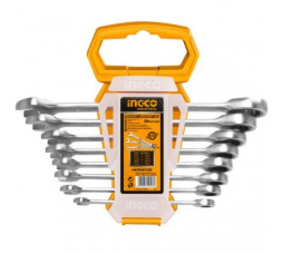 INGCO Набор гаечных ключей с трещоткой  INDUSTRIAL 8 шт 8-19 мм