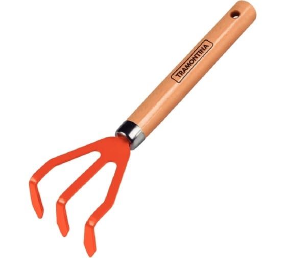 TRAMONTINA Культиватор металлический с 3-мя зубьями с деревянной ручкой