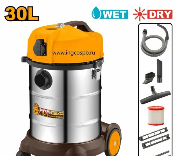 INGCO Пылесос строительный INDUSTRIAL 1400 Вт 30 л