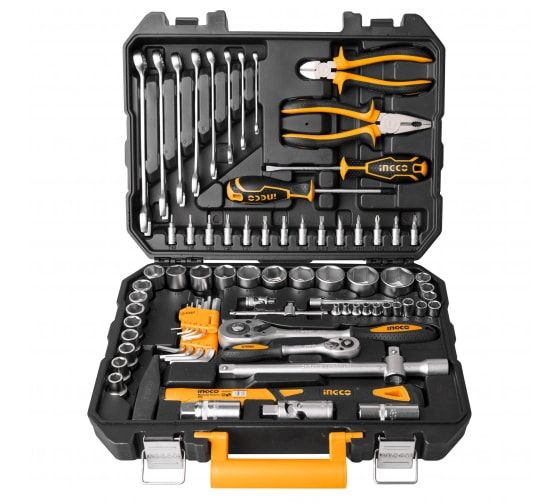 INGCO Набор инструментов INDUSTRIAL 77 предметов 1/4+1/2