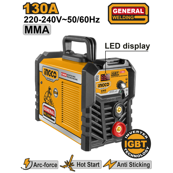 INGCO Аппарат сварочный инверторный MMA 160А IGBT/ Ø электрода 1,6-4мм/ LCD дисплей