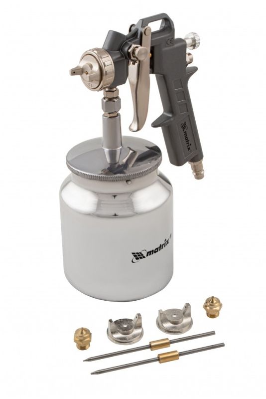 MATRIX Краскораспылитель пневмат. с нижним бачком V=0,75 л, сопла д. 1,2,1,5,1,8 мм высокого давлени