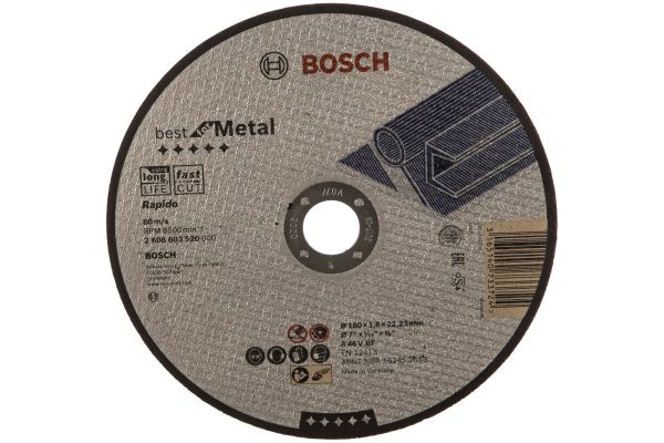 BOSCH Круг отрезной прямой 180x1,6mm/ Best for Metal, Rapido A 46 V BF/ 1 шт