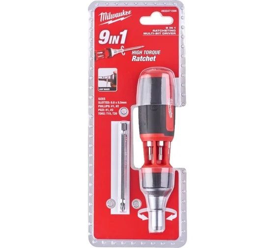 MILWAUKEE Отвертка с трещоткой 9 в 1