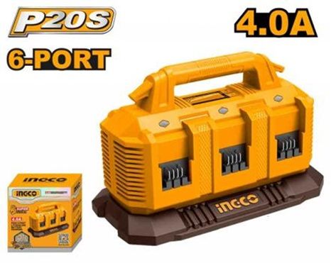 INGCO Устройство зарядное быстрое INDUSTRIAL 20W Li-Ion 4Aч 6 портовое