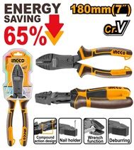 INGCO Плоскогубцы комбинированные усиленные INDUSTRIAL 200мм 8"